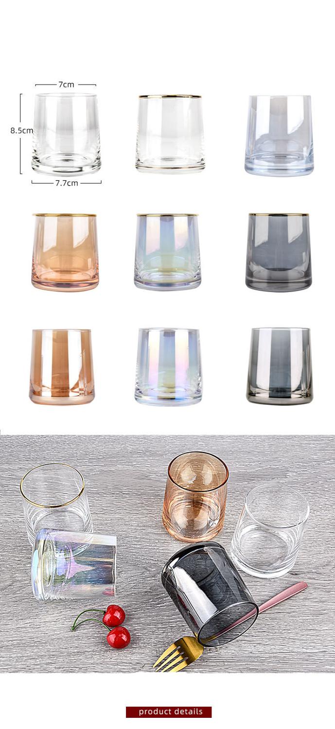 Blyfritt glass whiskyglass varmebestandig husholdning fargerik gullkant glass kopp spiritus vinredskaper