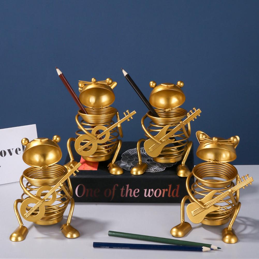 Gold Metal Pen Holder Desk Sturdy Stationery Organizer Desktop Craft Ornament For Home And Office Supplies