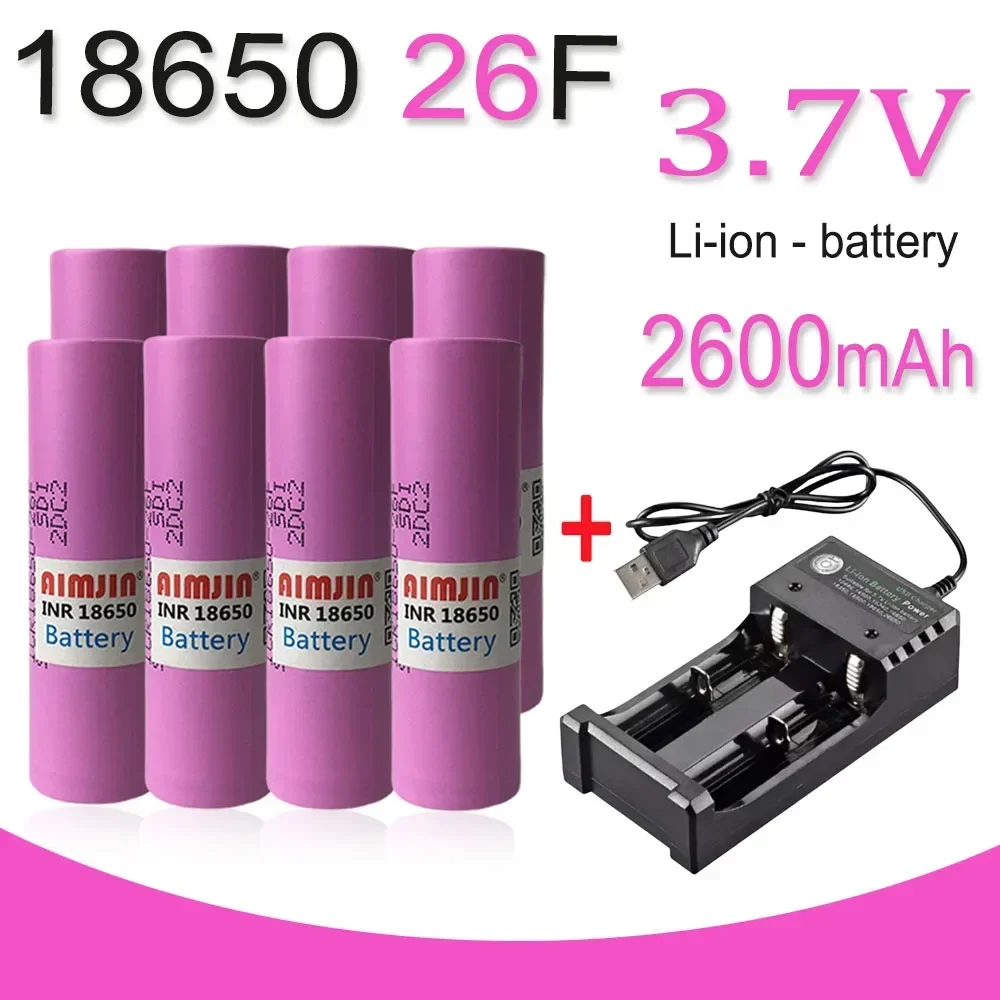 Genopladeligt Batteri 18650 26F 3.7V 2600mAh med USB Oplader