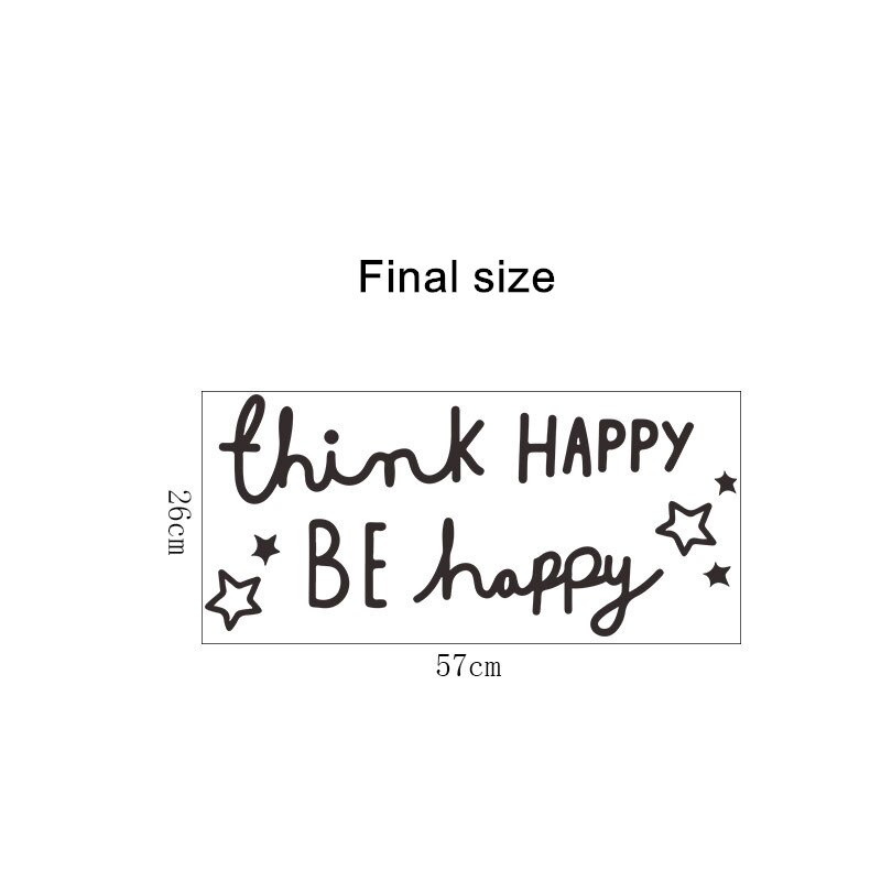 Think Happy Be Happy Quotes Wall Sticker Room Decoration Living Room Bedroom Kids Room Decal Wall Home Decor Stickers