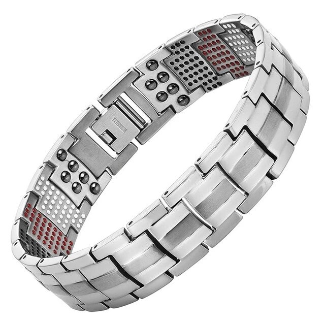 Bracelet magnétique 4 en 1 pour femmes et hommes, bijoux de , aide au sommeil, thérapie magnétique,: 2 Silver