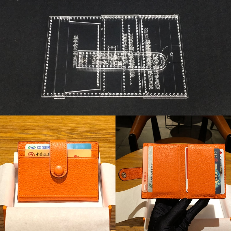 DIY handmade leather art leathercraft wallet bag making Leather Template For Leather Sewing Pattern Tool Set 7.5x10.5x1cm