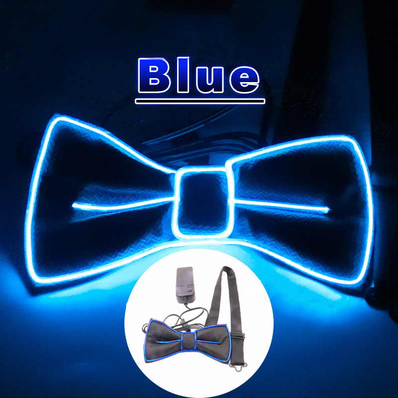 Leuchtende LED-Hosenträger für Herren, Fliege, Unisex, elastisch, verstellbar, Hosenträger, beleuchtete LED für Musik, Festival, Kostümparty: Himmel Blau