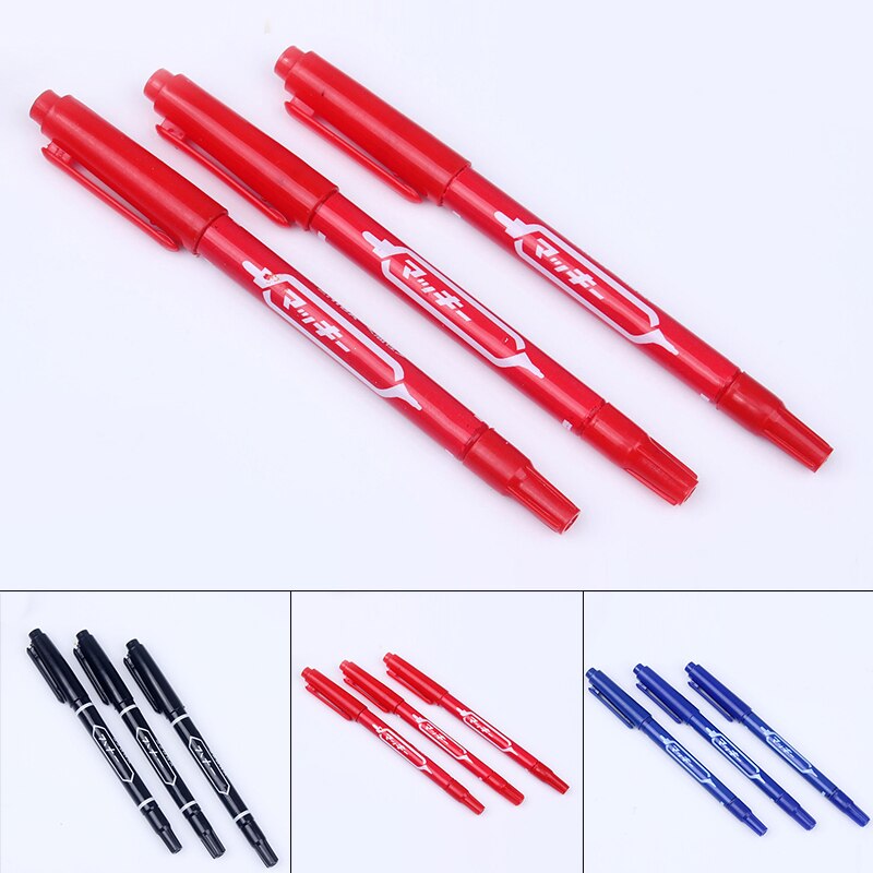 Double Tip Waterproof Permanent Paint Oily Marker Pen CD DVD Black/Red/Blue