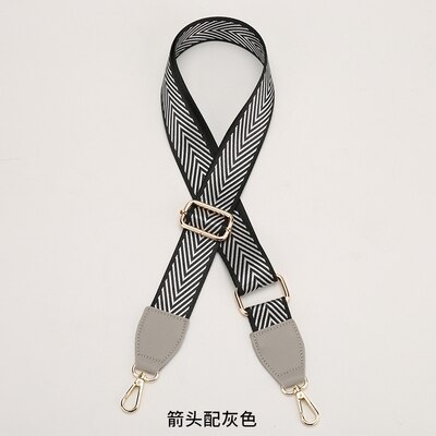 3.8cm zwarte witte strepen nylon katoenen stoffen tas riem diy enkele schoudertas riem handvat 88 ~ 140cm verstelbaar: 3