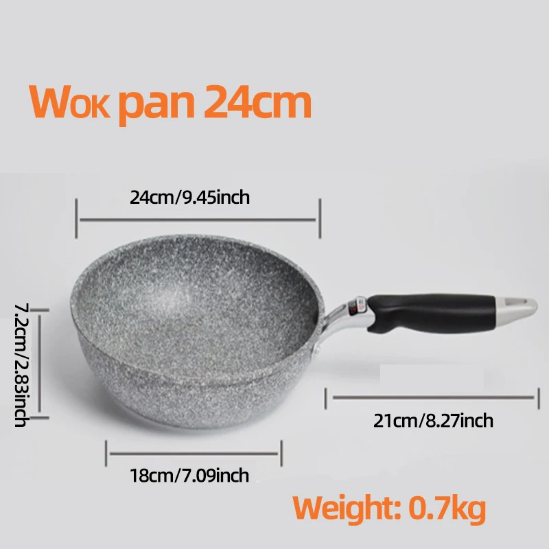 Durevole pietra friggitrice Pan28/26/24/20cm Wok padella antiaderente calderone fornello a induzione pentole Pancake uovo fornello a Gas casa: Borgogna