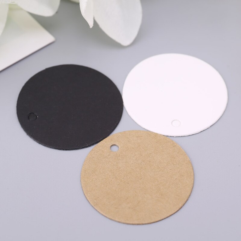 Étiquettes volantes en papier Kraft vierge, 100 pièces, pour de mariage, carte , 3.5cm, ,