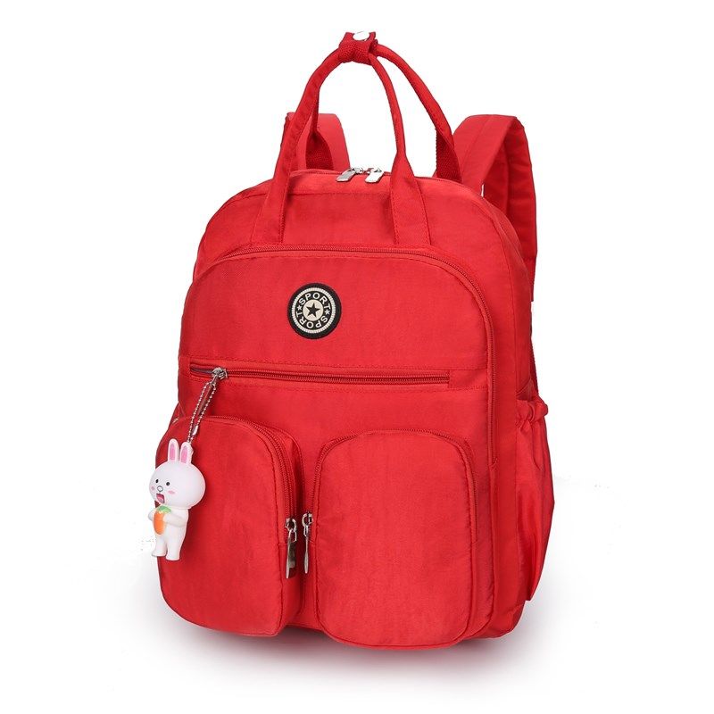 Vrouwen Rugzak Tiener Meisjes Schooltassen Nylon Roze Draagbare Multi-Pocket Back Pack Jeugd Casual College Stijl Bagpack: Rood