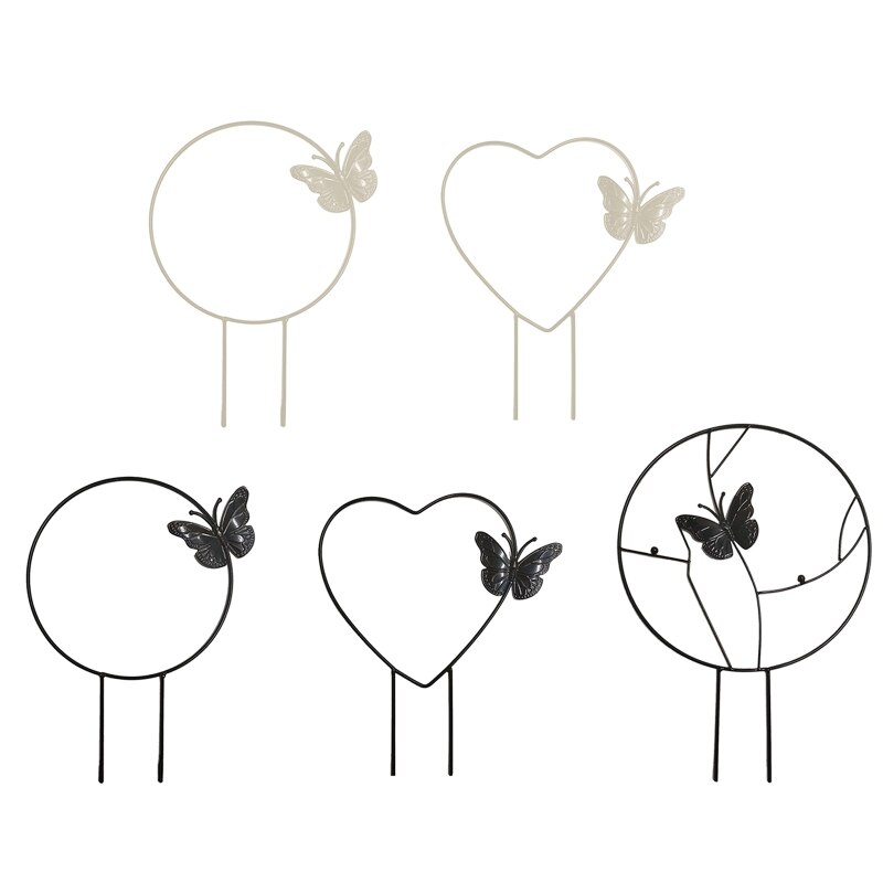 Liefde Hart Ronde Vlinder Plant Klimmen Ondersteuning Houder Vormige Staaf Voor Thuis Outdoor Tuin Potplanten Beugel N1HF
