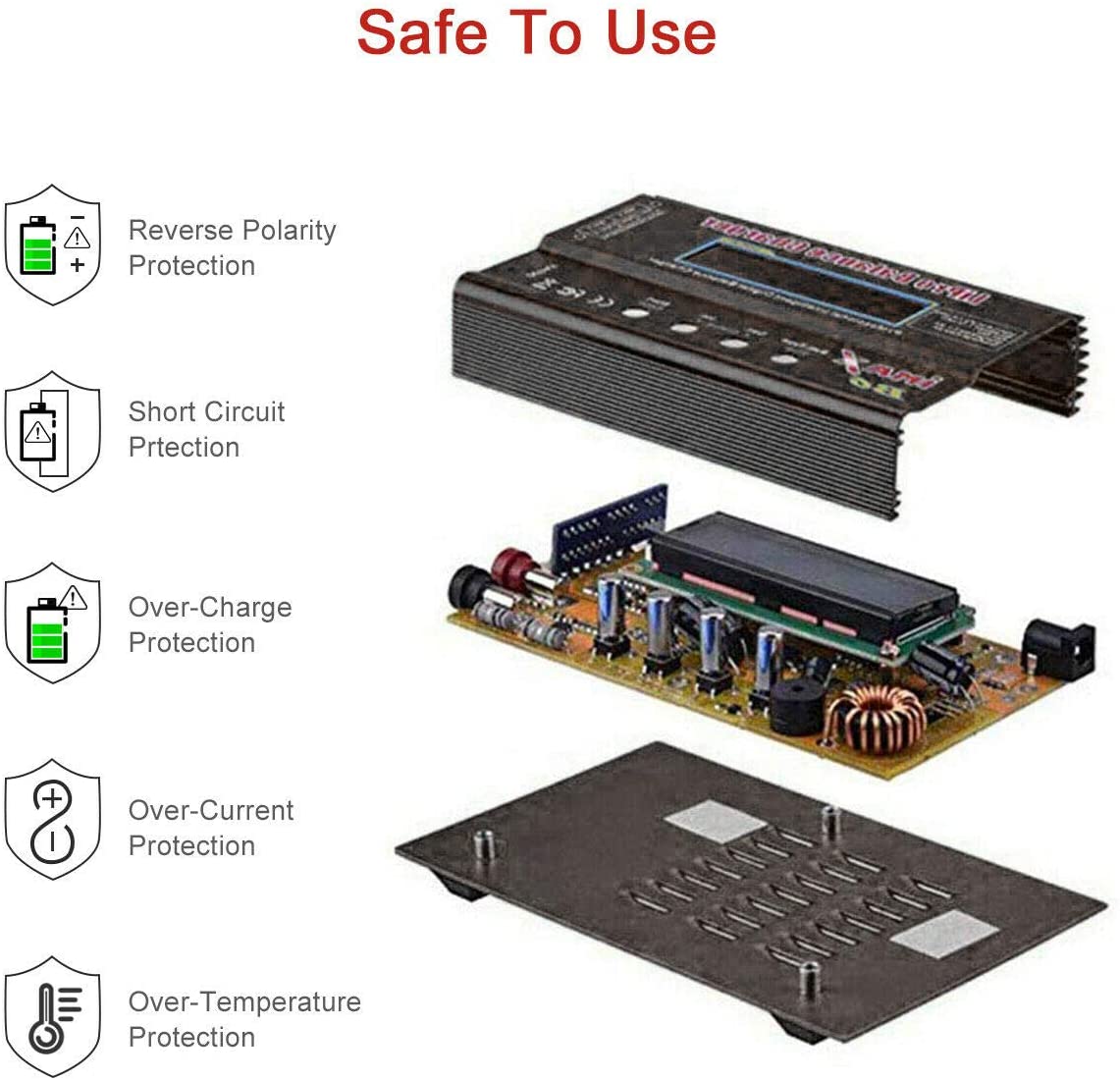 Chargeur de batterie LiPo 1S-6S 80W, décharge numérique pour batterie Li-ion Life NiCd NiMH LiHV PB + alimentation