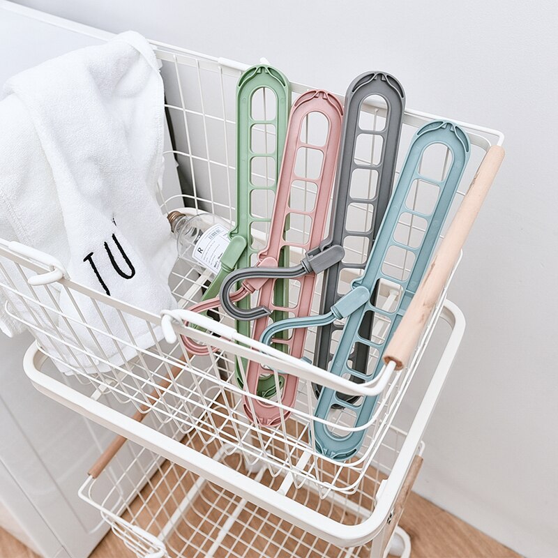 Hjem multifunktionel multi-port support bøjler til tøj tørrestativ plast tøjstativ tørring bøjlerum opbevaring bøjler