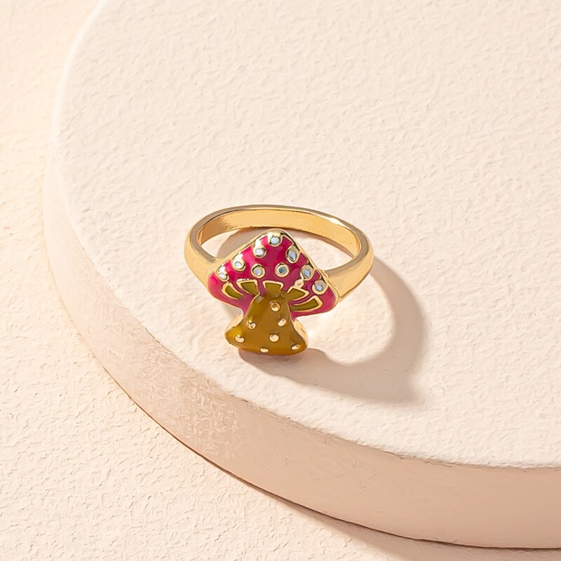Pilzringe für damen, boho-pilzring, süßer Ring Ich bin koreanischen stil, schlichter partyring-schmuck