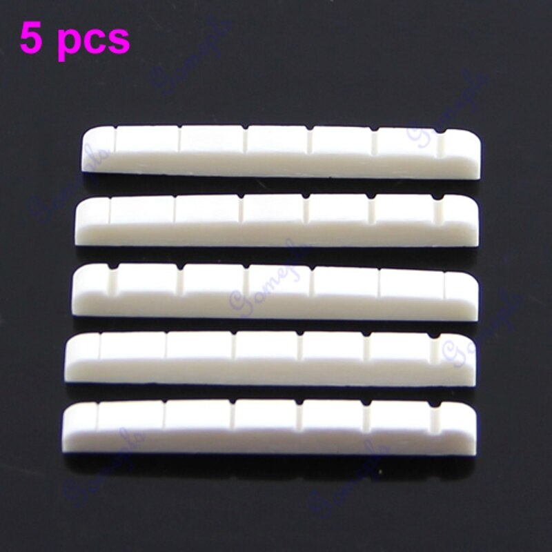 5 Pieces Curved Unbleached Slotted Bone Nut Flat Bottom For Strat