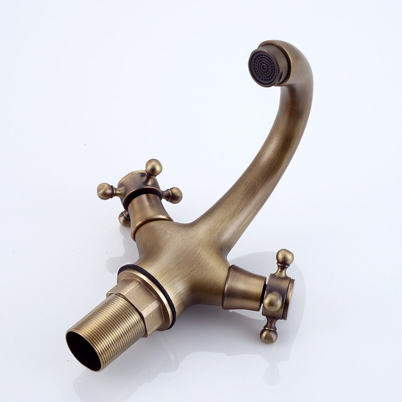 Grifo de latón con acabado de bronce antiguo para baño, grifería mezcladora de agua fría y para lavabo, accesorios de baño