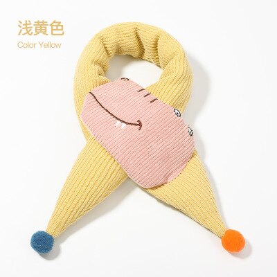 Écharpe tricotée en forme de dessin animé pour enfant, garçon et fille, col en croco, chaude, décontractée, hiver: jaune clair