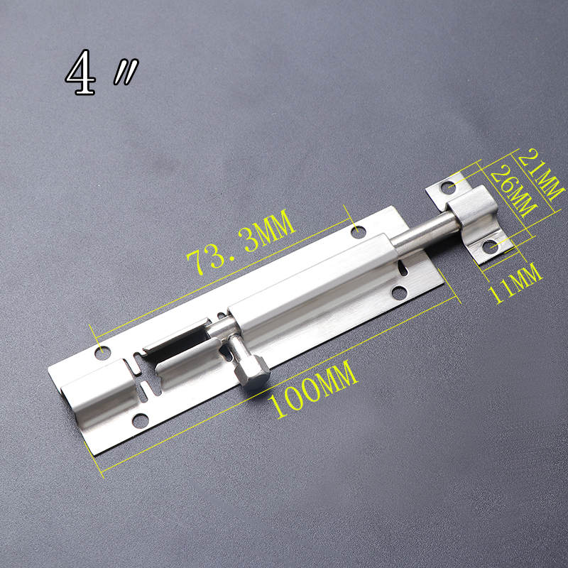1Pc 2/3/4/5/6/8/10/12 Inch Long Silver Stainless Steel Door Latch Sliding Lock Barrel Bolt Latch Hasp Stapler Gate Safety Lock: 4 inch