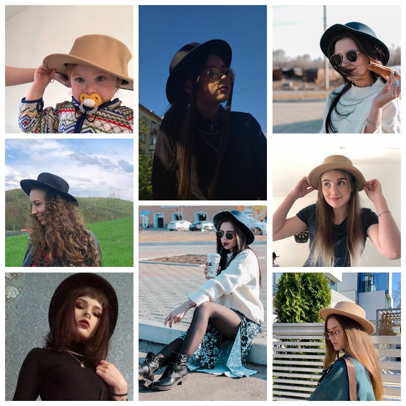 Nieuwe Dames Heren Wol wit zwart Fedora Hoed Brede Rand Jazz Hoed Met Punk Lint Gentleman Elegante Dame Kerk Tovenaar Hoed kopen vanaf een prijs van 8.49