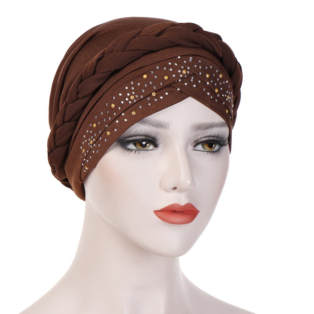 Bohemia Style Women Turban Hat Braid Knot Lady Head Scarf Hijab Muslim Inner Hijab for Women Hair Accessories Hair Loss