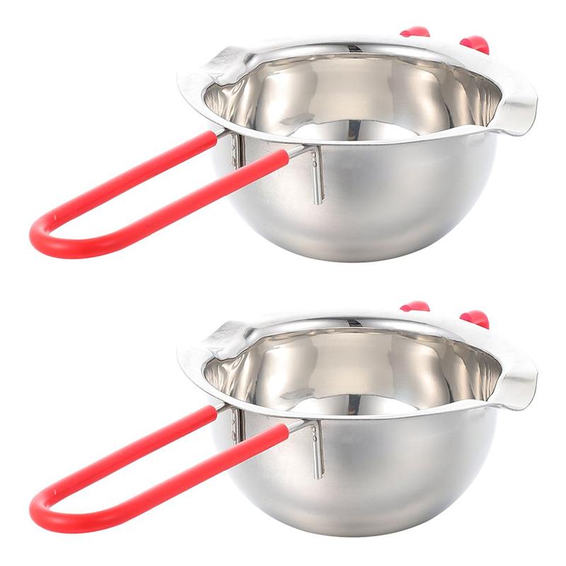 2 Stuks Chocolade Potten Rvs Potten Smelten Bowls Keuken Benodigdheden Chocolade Melting Pot Verwarming Pot Boter Smelten Pot: Rood