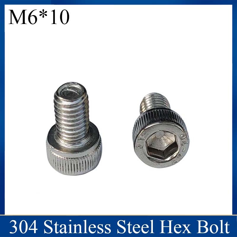 1pc 304 Stainless Steel DIN912 Hexagon Hex Socket Head Cap Allen Bolt Screw L=10mm M6*10