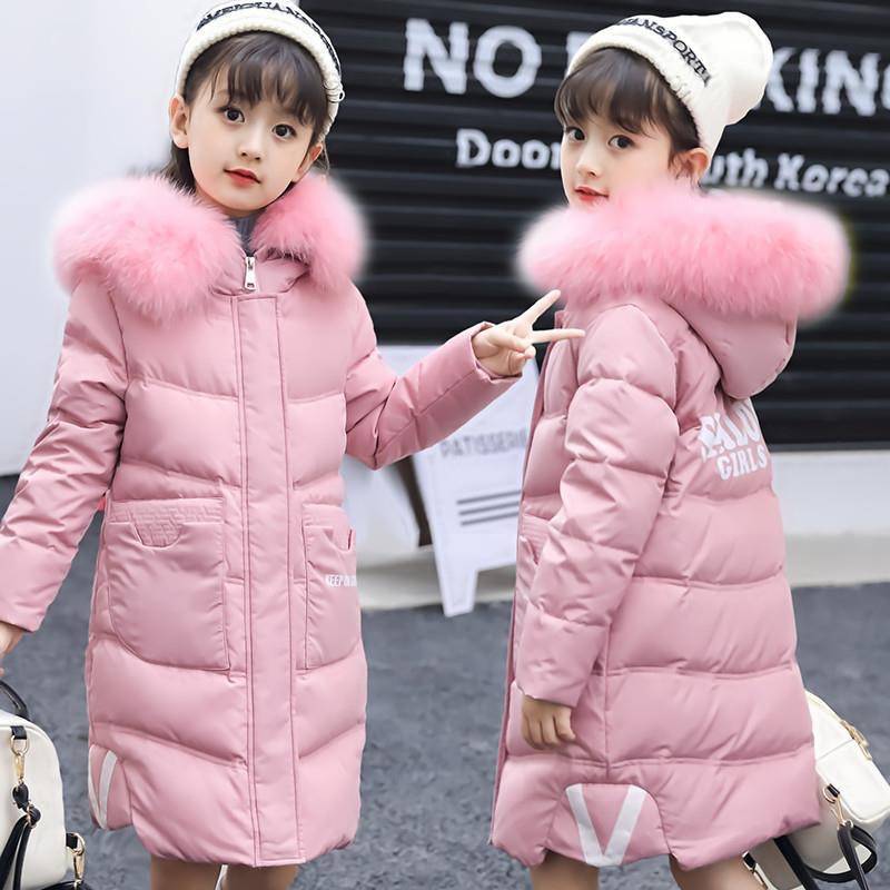 Meisjes winter dikke warme donsjas kinderen casual lange rits katoenen overjas kleding kinderen capuchon bovenkleding jassen: 4t / Roze