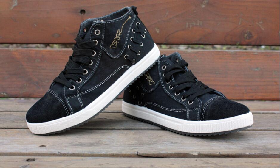 Heren sneakers denim canvas schoenen lente/herfst hoge hulp casual schoen tennis sneakers wandelen skateboard veterschoen platte schoen