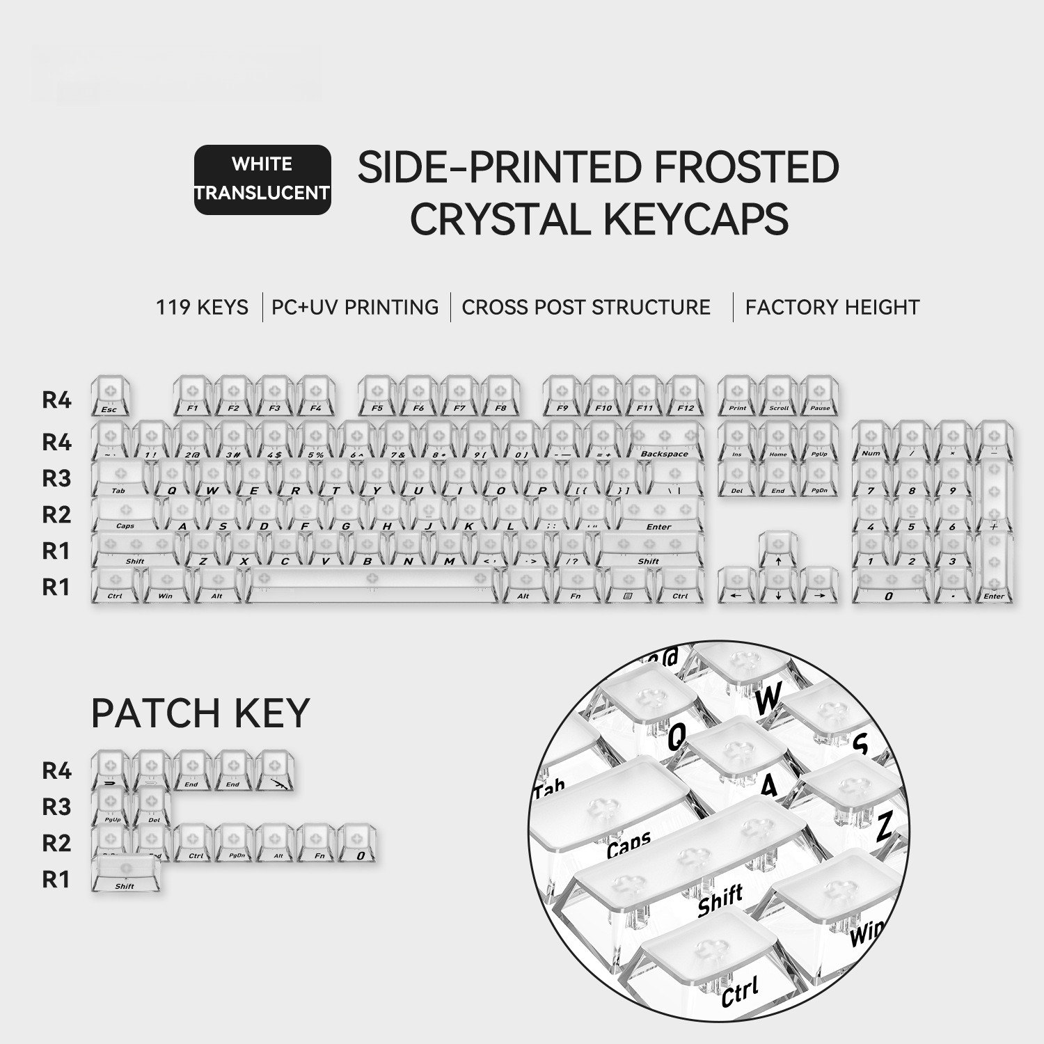 Front Matte Finish Keycaps Sides Translucent Cherry Profile PC Keycaps for Gaming Mechanical Keyboard Key Caps Custom Keyboard: Red