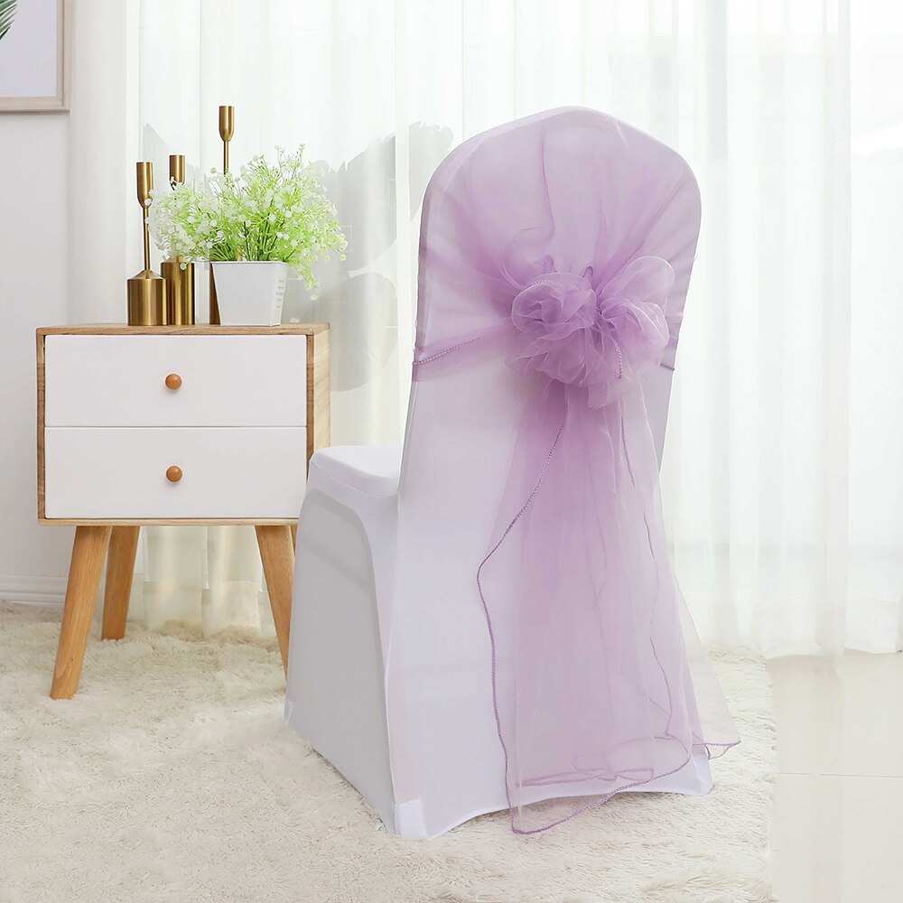 65x275cm Orange Organza Knot Wedding Chair Decor Banquet Event Chair Decorations Bow Ties Chair Bands Sashes Blue 25pcs/lot: 15