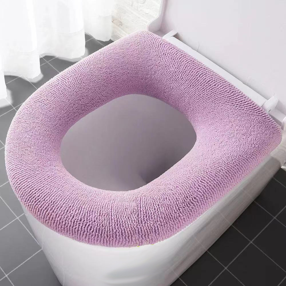 Winter Warm Toilet Seat Cover Closestool Mat Washable WC Bathroom Accessories Knitting Pure Color Soft O-shape Pad Bidet Cover: G