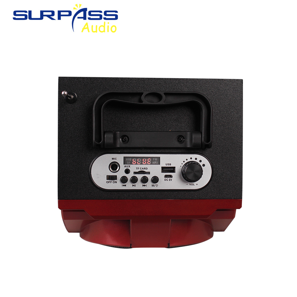 Tragbarer, kabelloser bluetooth-lautsprecher für den außenbereich mit stereo-subwoofer, ukw-radio, led-beleuchtung, tf- und usb-wiedergabe sowie aux-eingang.