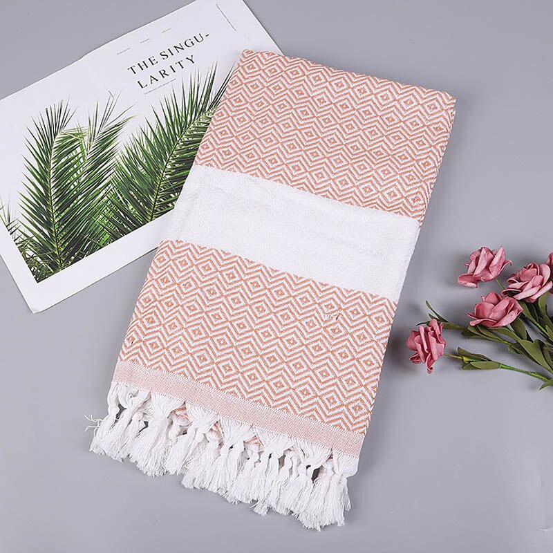 Turkish Tassel Bath Towel for Women Adult Beach Towels Summer Shawl Sunscreen Tassel Tapestry 100x180cm Bath Towel Towel: bilu rhombus
