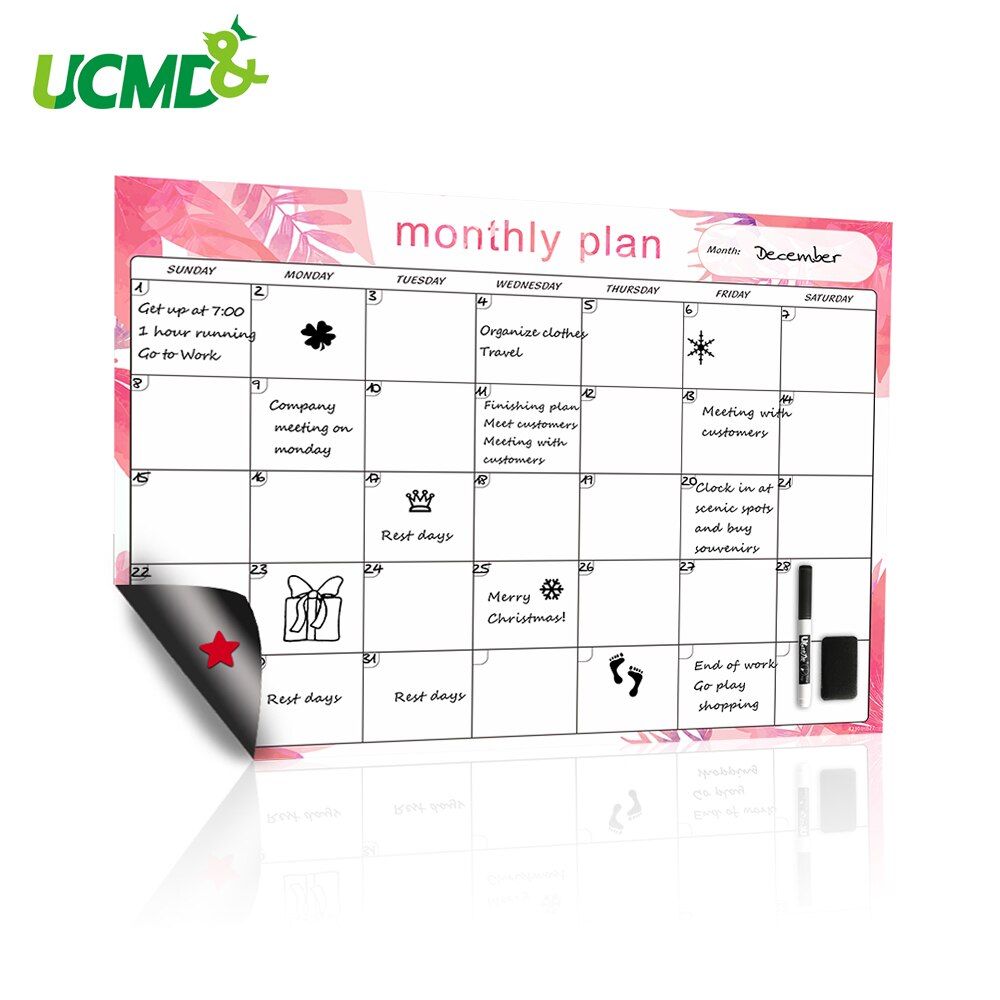 Kalendarz magnetyczny tablica na naklejka na lodówkę 42x30cm miesięczny i terminarz tygodniowy sklep spożywczy robić zrobienia lista wiadomość przypomnij notatnik notatnik