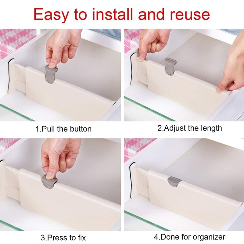 Drawer Dividers, 2 Pack Adjustable Drawer Divider From 11-17 inch, Anti-Scratch Foam Edges Drawer Dividers Organizers for Bedroo