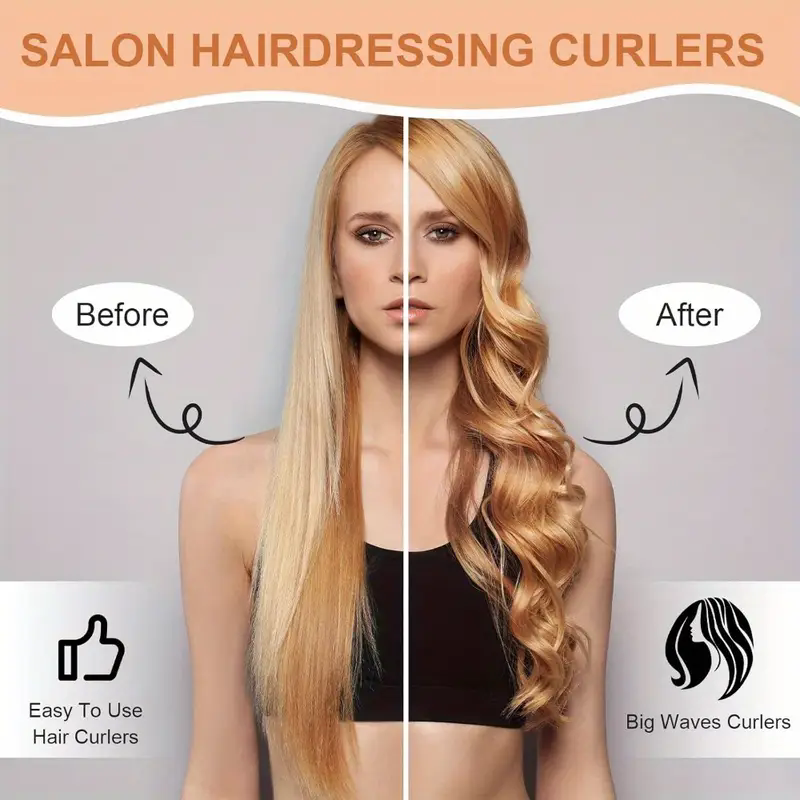 12 rulos de pelo autoagarre, rulos de pelo térmicos de aluminio para rizos de volumen y todo el día, para cabello corto, medio y largo