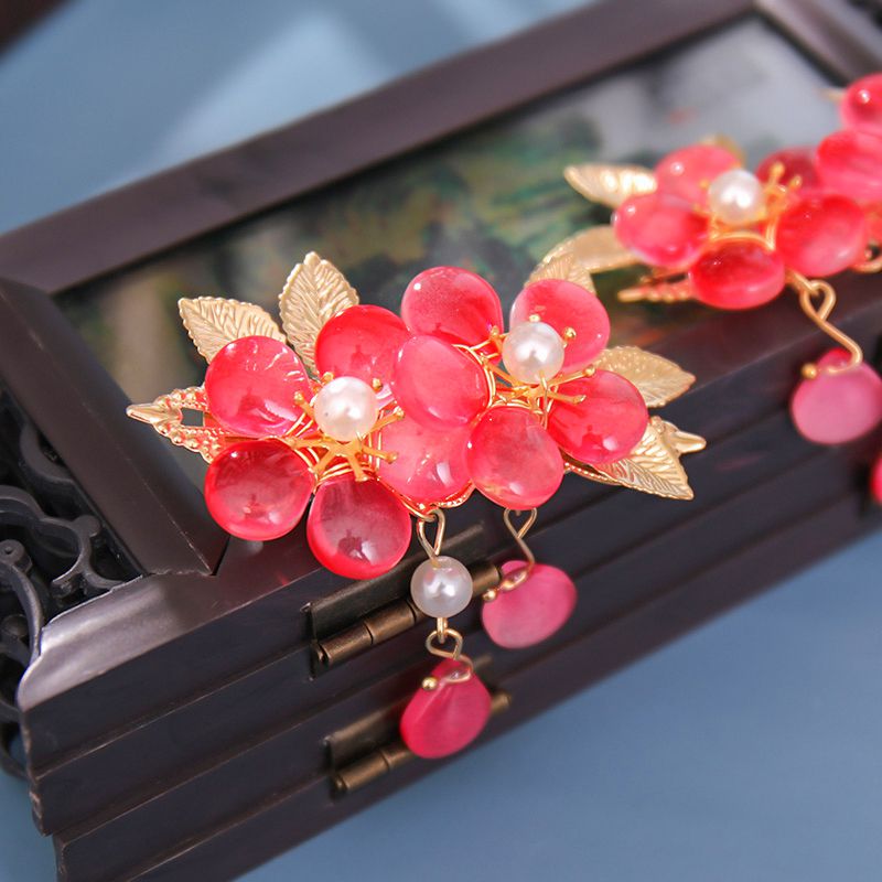Cute Hairpin Hanfu Hair Accessories for Girls Women Red Hair Grips Barrette