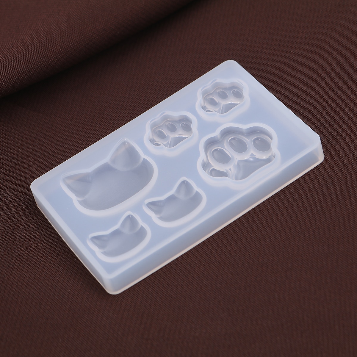 Siliconen Hars Mold Voor Sieraden Maken Cat Paw Claw Kat Hoofd En Kat Poot Patroon Silicone Mold 7.6Cm X 4.8Cm, 1 Stuk