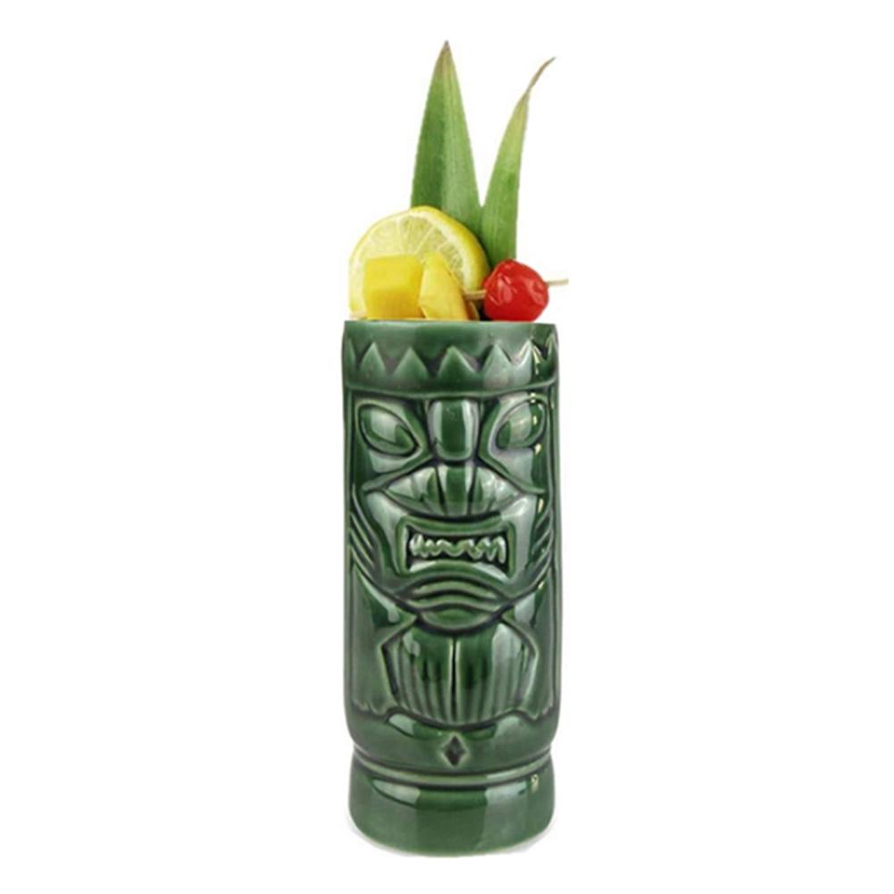 Juego de tazas de cerámica Tiki para cóctel, vasos, vasos, vajilla de hawaiana, vaso exótico bonito: 01