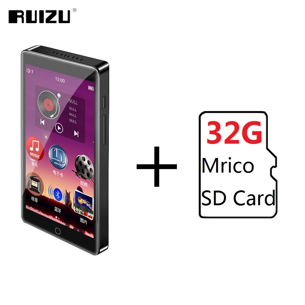 RUIZU H1 Bluetooth MP3 Player Portable Music Player Full Touch Screen MP3 MP4 Player With Speaker FM Radio Recording Video Ebook: With 32G TF Card