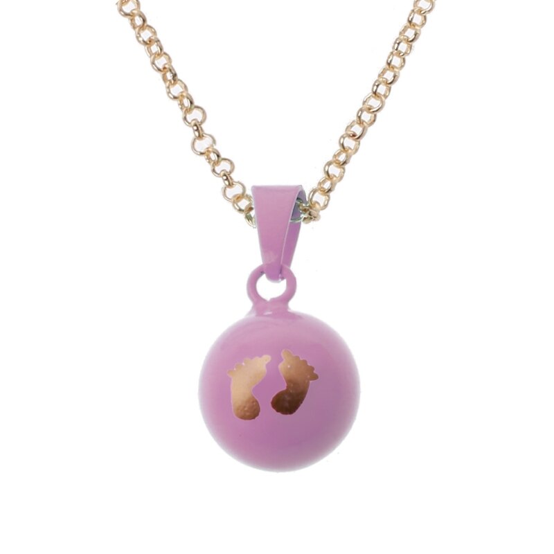 1 Pc Baby Voetafdrukken Brilliant Zwangerschap Chime Bola Hanger Harmonie Bal Ketting 32 &quot;Lange Ketting Voor Moeder Baby Sieraden: Pink