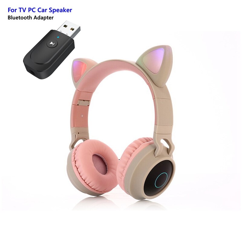 Enfants fille sur l'oreille écouteurs Bluetooth 5.0 bruit suppression stéréo casque avec Microphone mains libres appel PC téléphone portable: Pink