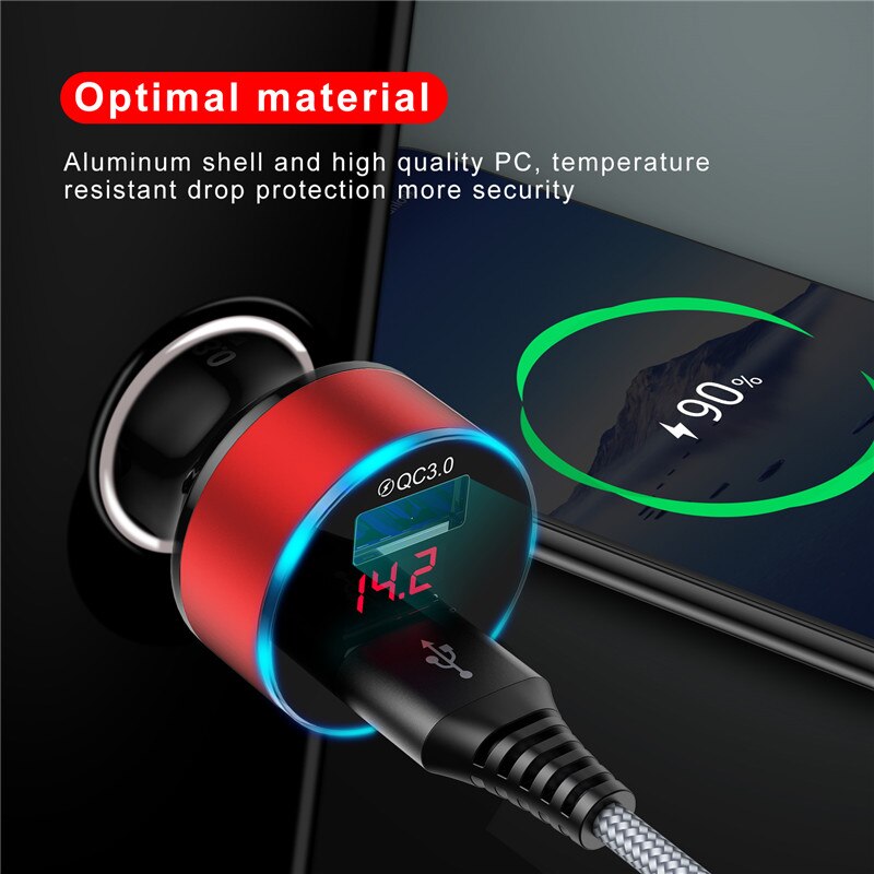 Uslion 3A Mini Usb Autolader 2 Poort Quick Charge 3.0 Voor Mobiele Telefoon Dual Usb Snelle Lader Op Auto voor Iphone Samsung Xiaomi