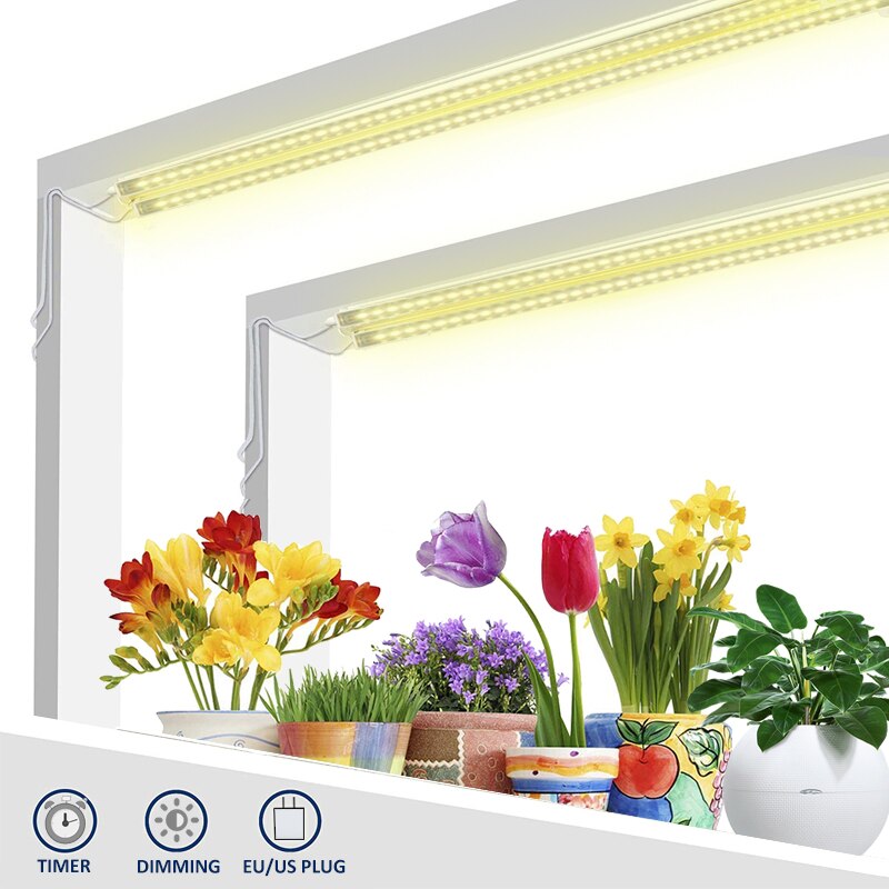 LED Grow Light Strips Timer Phytolamp For Plants Phyto Lamp Hydroponic Kits Full Spectrum Warm LED Dimmable Bar For Plants Shelf