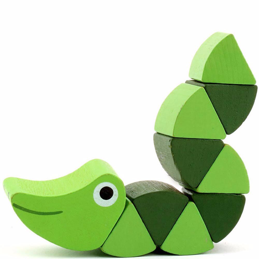 Baby Houten Speelgoed, Leuke Transformable Krokodil Rupsen Puzzel, Vinger Flexibele Training Intelligentie Educatief Speelgoed
