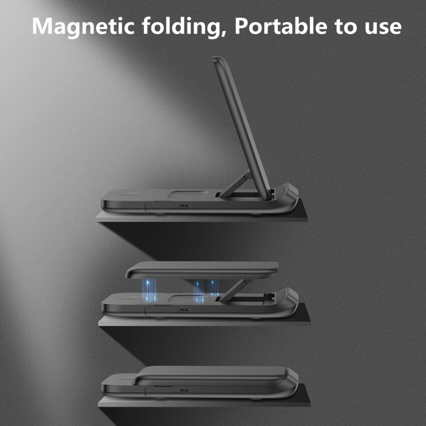 Chargeur sans fil pliable 30W 3 en 1, support pour iPhone 13 11 12 X Pro Max, chargeurs sans fil portables pour Apple Watch/AirPod 3