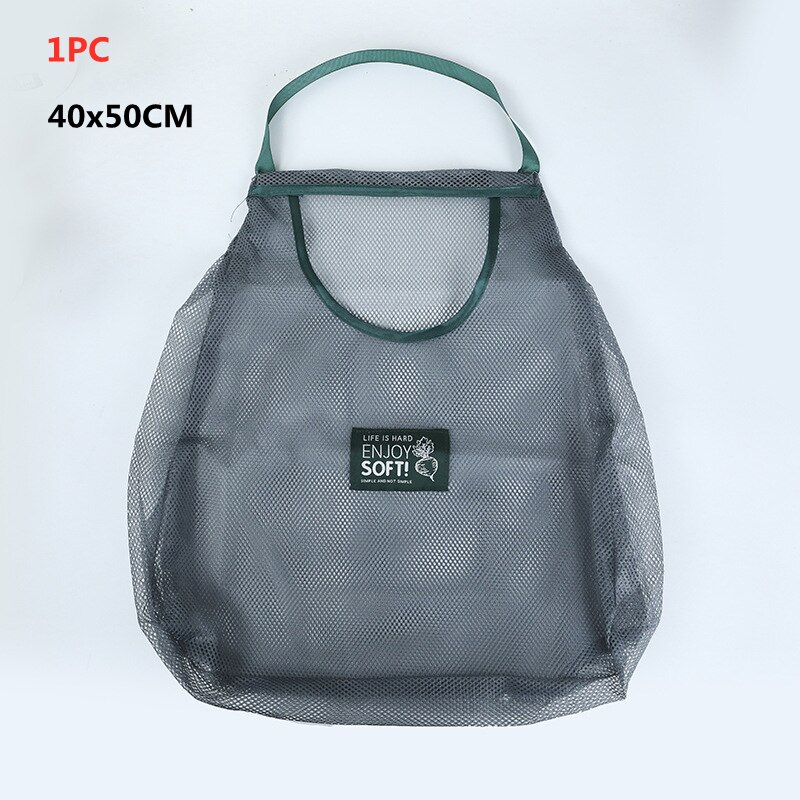 1/2Pcs Kitchen Reusable Vegetable Fruit Storage Mesh Bag Produce Hanging Grocery Shopping Bags Net For Groceries Organizer: 1pc 40x50cm