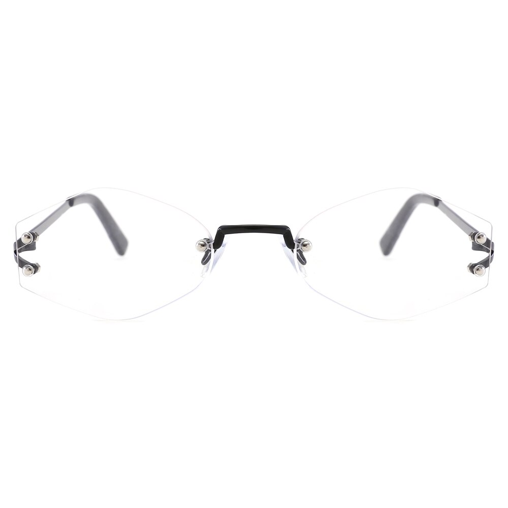 Peekaboo clear lens rimless eye glasses small frames for women gold polygon eyeglasses frames for men decorative rhombus