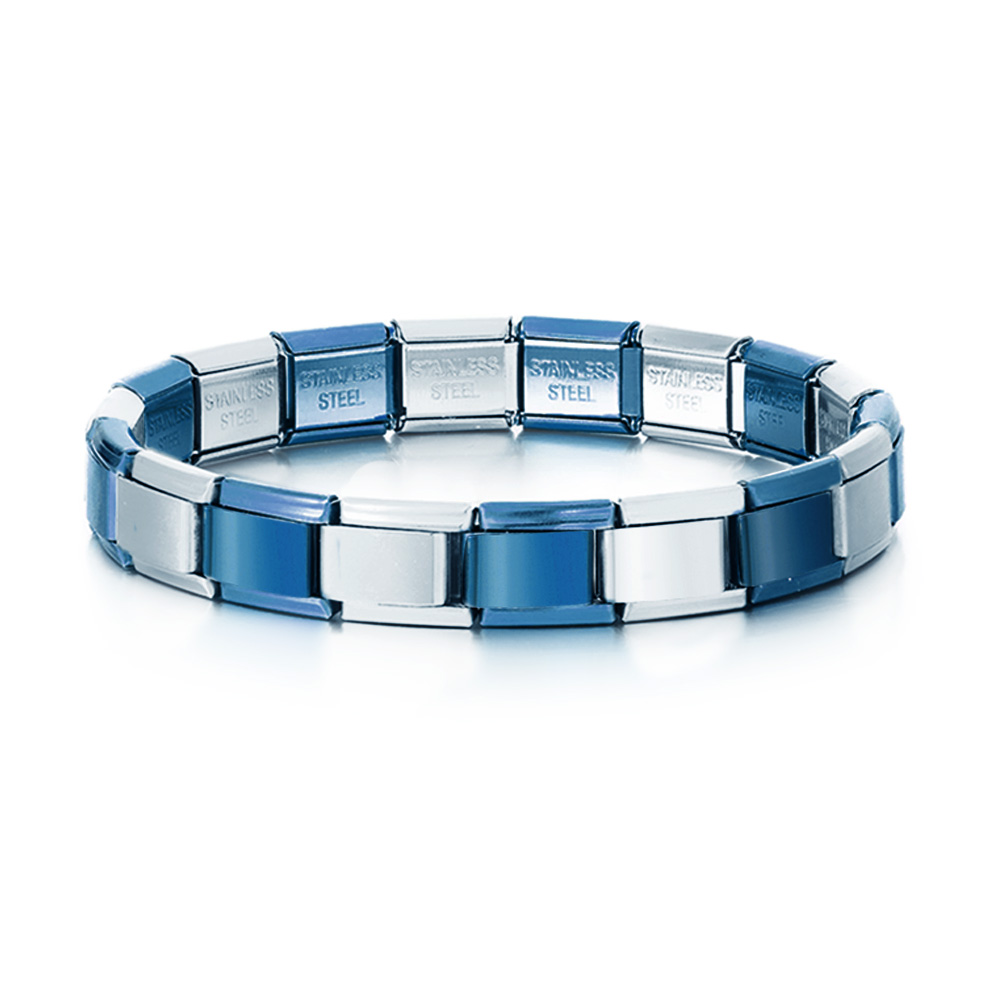 Pulseira italiana de aço inoxidável para as mulheres, pulseira cor do ouro, joia modular diy, presente da moda, por atacado, Dropshipping: Zincado azul