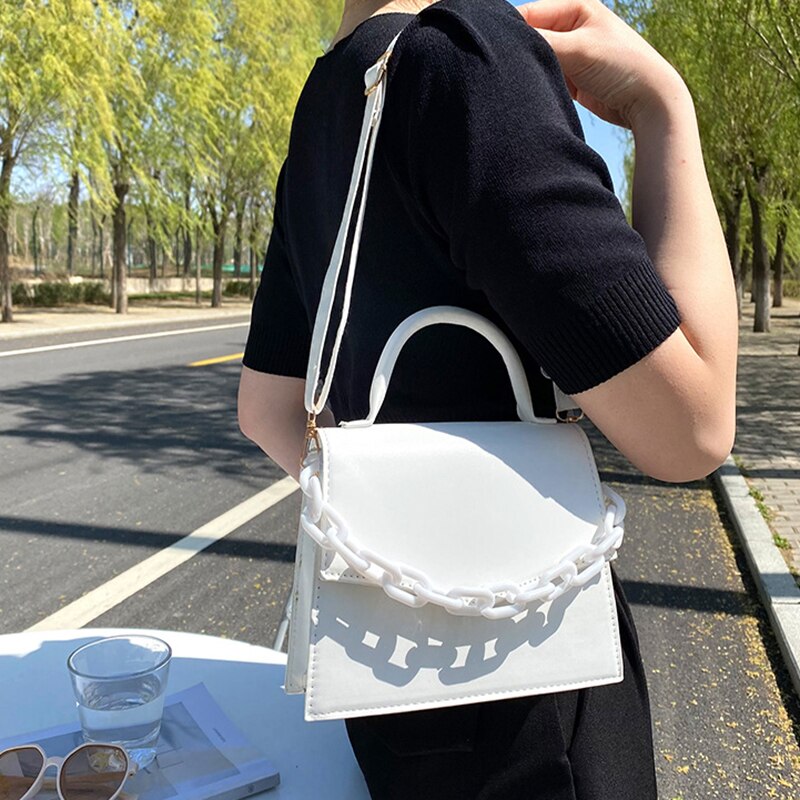 Chain Shoulder Bag Handbags For Ladies Solid Color Crossbody Bags For Women Female Small Flap Handle Bag