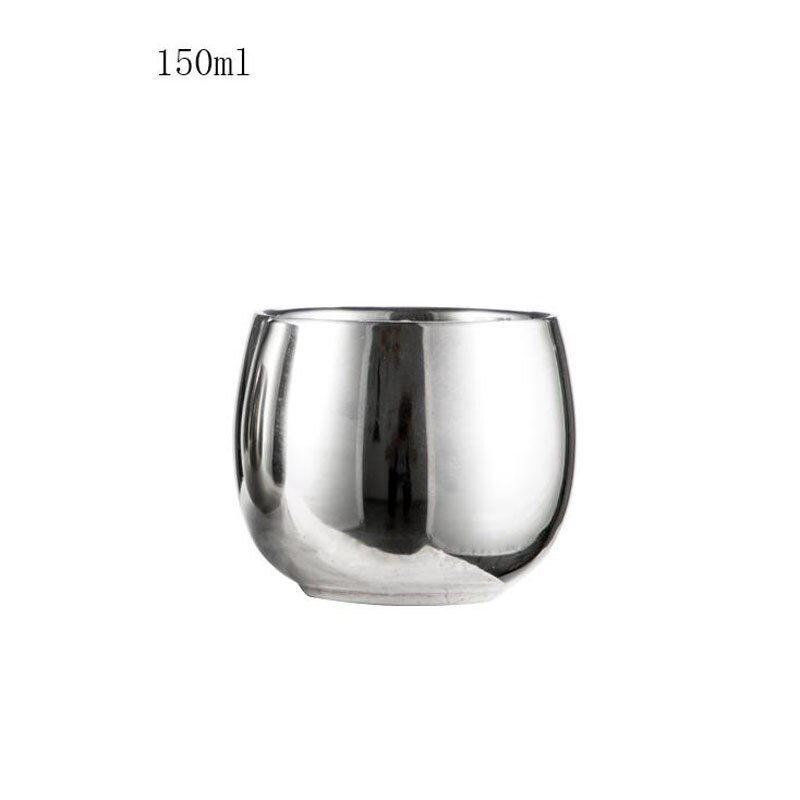Stainless Steel Water Cups Double Layer Insulated Tea Cup Multifunctional Anti-scald Beer Cup: 150ml