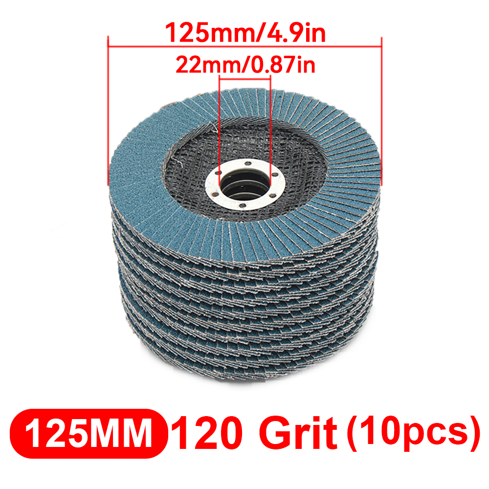10 Stuks 125 Mm Platte Flap Schijven 5 "40/60/80/120Grit Haakse Slijper Schuurschijven Slijpschijven Hoek Voor Metaal Hout Polijsten: Zilver